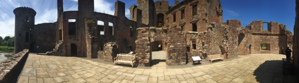 The ruined interior of Caerlaverock Castle