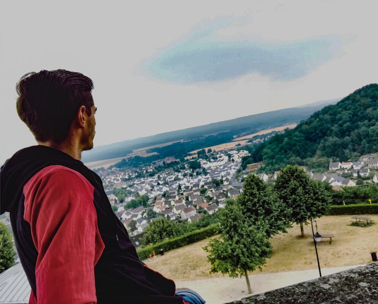 Instagram photo of myself sitting on the ramparts in Laon