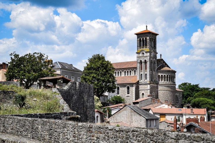 The Eglise Notre-Dame from the ramparts of the chateau de Clisson