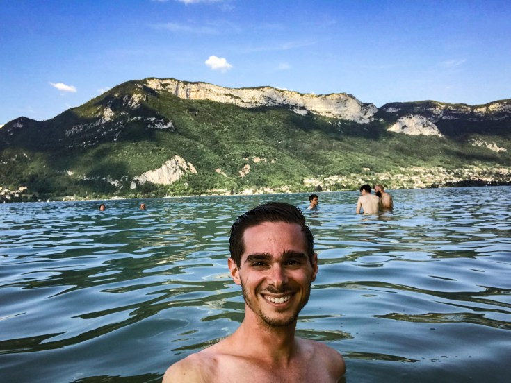 Me swimming in Lake Annecy during the summer